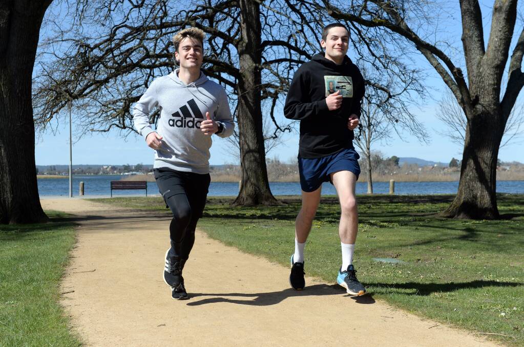 CHALLENGE ACCEPTED: Ballarat friends Mitch Ralston (left) and Kieran Keogh will run a marathon to raise money for mental health. Picture: Kate Healy