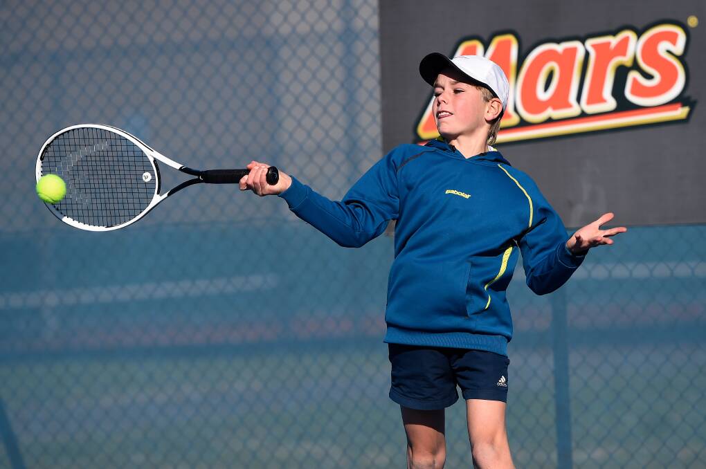 FORHAND: Private coaching sessions are still permitted at the Ballarat Regional Tennis Centre. Picture: Lachlan Bence
