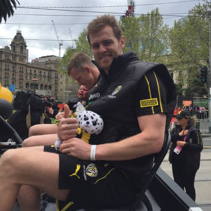 FLASHBACK: David Astbury at the AFL grand final parade in Melbourne in 2019. Picture: Kyle Evans