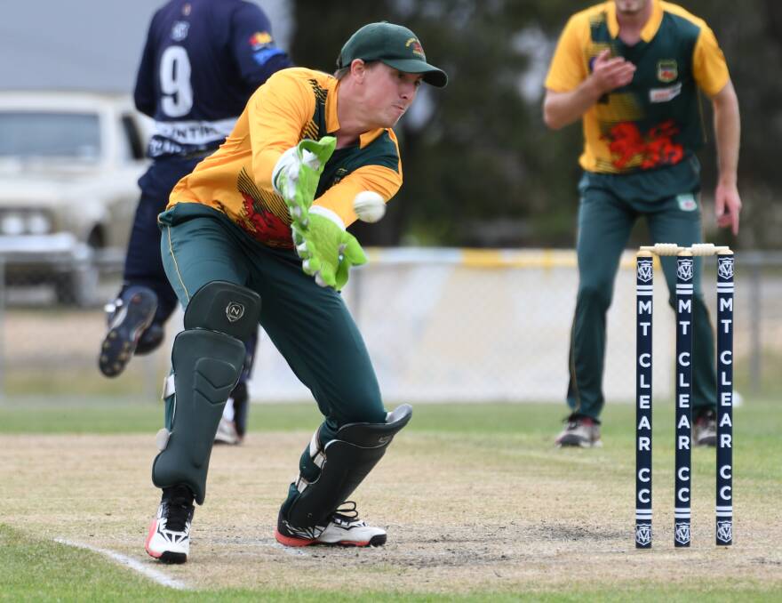 EYE ON TARGET: Napoleons-Sebastopol's Dylan Sexton at the stumps in a nailbiting clash with Mt Clear on Saturday. 