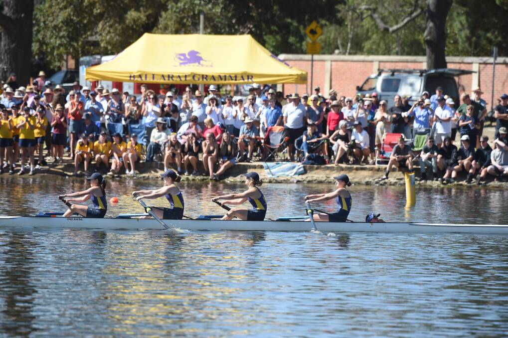 PROMOTED: Ballarat Grammar division one crew members Febey McClure and Annabelle Fox at the 2019 Head of the Lake. Picture: Kate Healy 