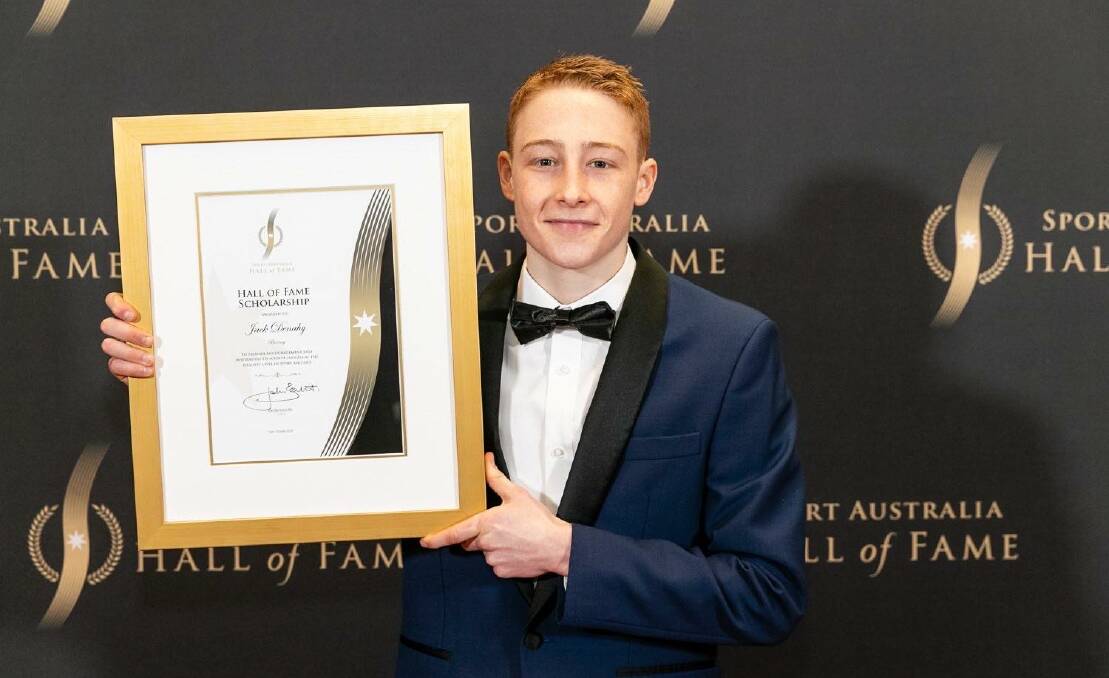 HONOURED: Jack Denahy receives a scholarship from the Sports Hall of Fame Australia to become part of the organisation's 2020 mentoring program. Picture: Supplied
