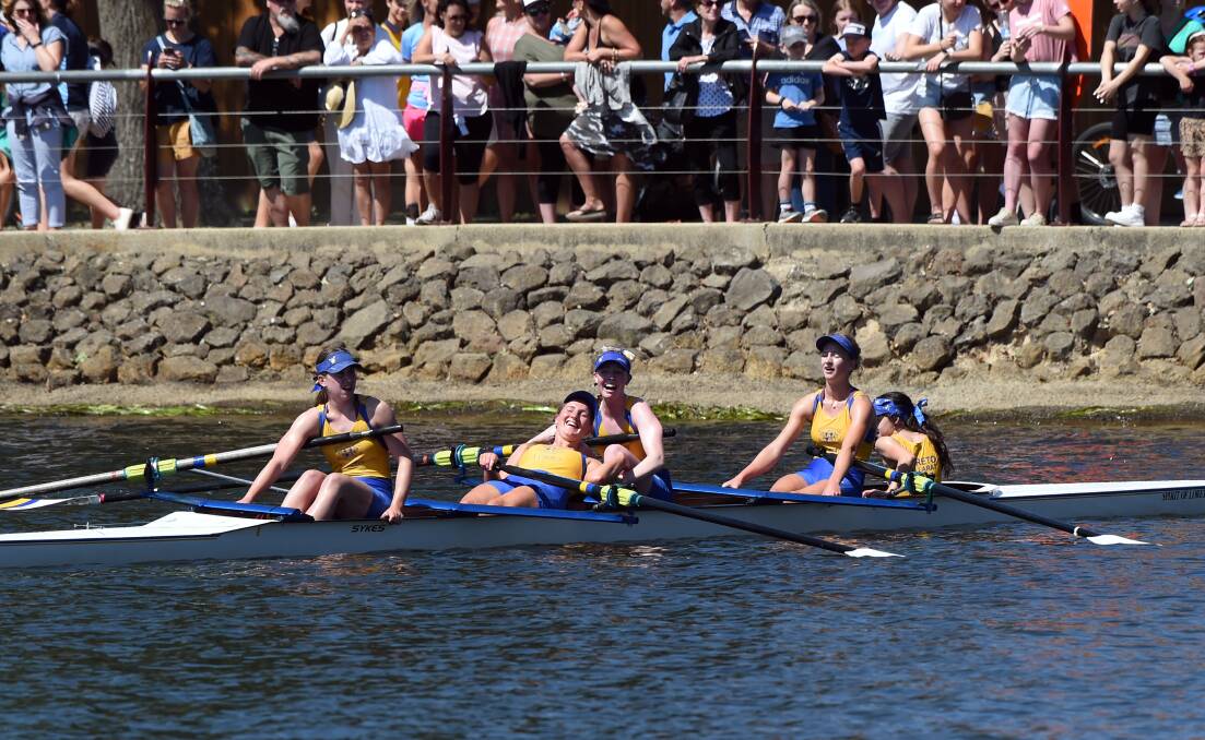 FIRST: Loreto crew smiles with relif after big win. Picture: Kate Healy