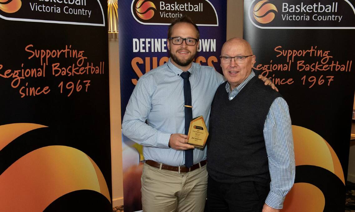 CONGRATULATIONS: Ballarat coach Joel Anderson pictured with Owen Hughan after being named 2018 male Coach of the year