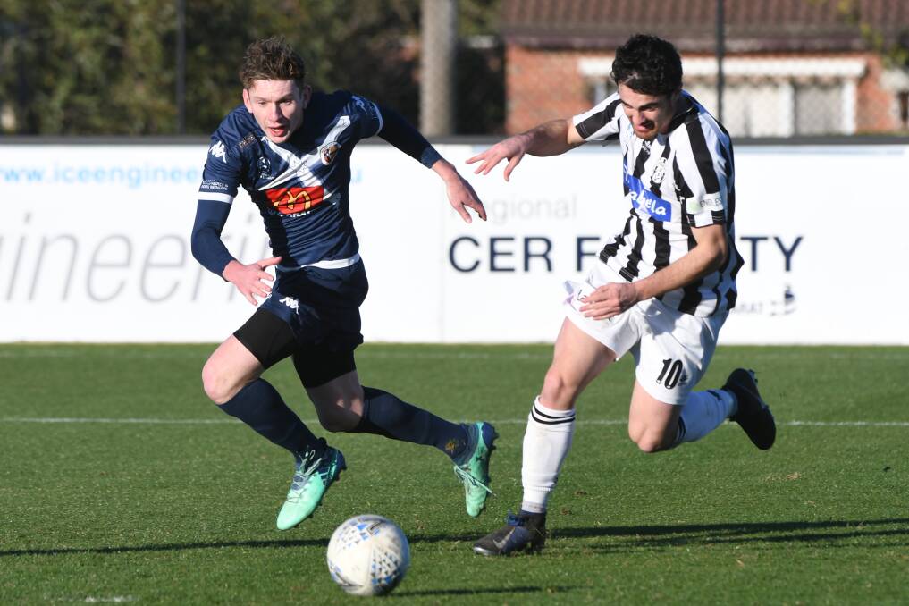 CLUTCH: Alex Baker has scored a 90th-minute goal to help Ballarat City tie with the Moreland Zebras. Picture: Kate Healy