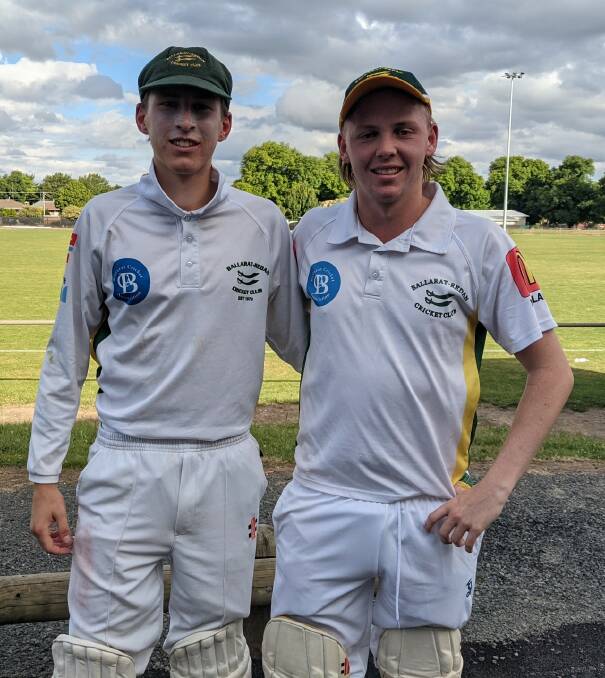 RIPPER: Sam Hope and Jack Landwehr after leading Ballarat-Redan to victory on Saturday. Picture: Ballarat-Redan Cricket Club