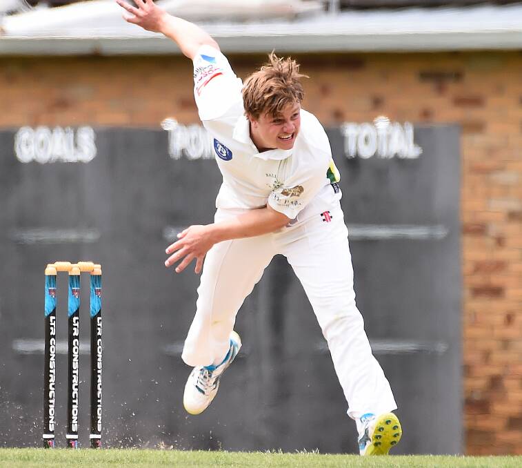 ON FIRE: Matthew Aikman of Ballarat-Redan took bowling figures of 3-32 in his club's thrilling win over Brown Hill. Picture: Adam Trafford