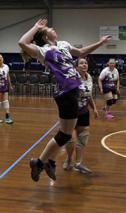 POWER: Destiny Kelly goes up for a spike at Volleyball Ballarat's 40th annual Skins Tournament. Picture: Lachlan Bence