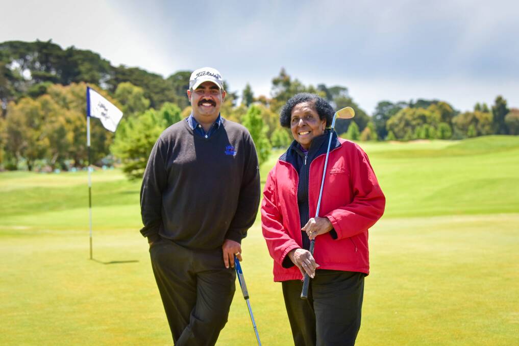 AL SMILES: Aaron Clarke and Lorna Forrest have been crowned Aboriginal and Torres Strait Islander Golf Champions. Picture: Brendan McCarthy 