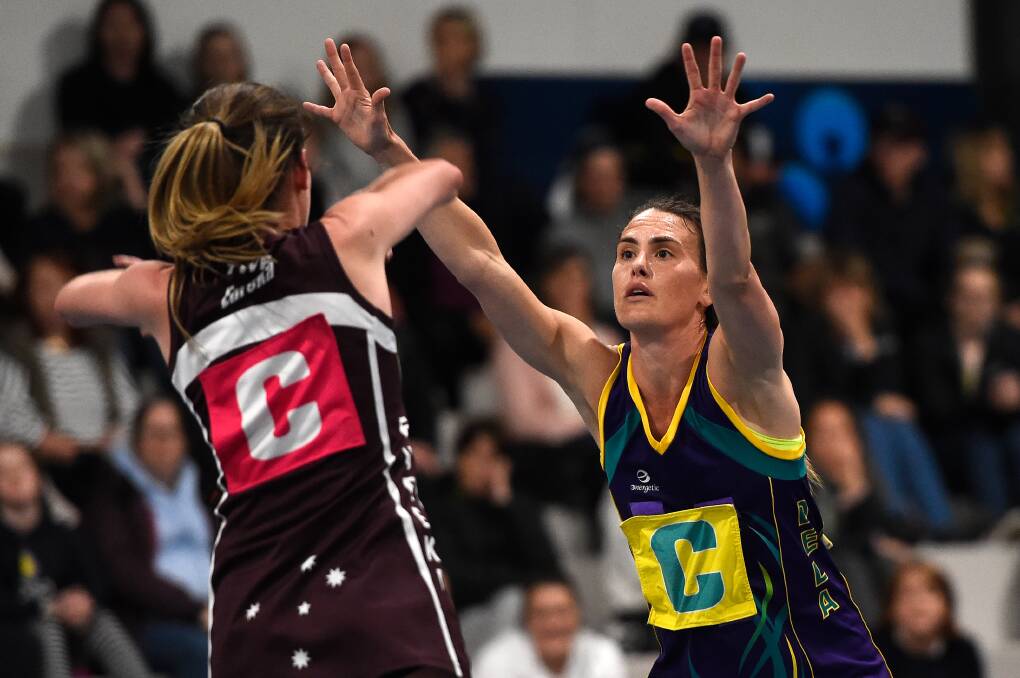 DEFENCE: Cassie Peace of Della during The Athlete's Foot Cup grand final in 2019. Picture: Adam Trafford