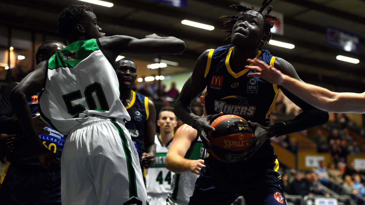 DOMINANT: Ballarat Miners big-man Deng Acuoth will look to replicate career-best numbers in Sunday's rematch with Albury-Wodonga. 