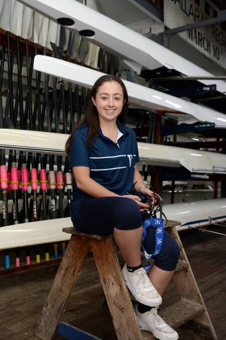 YOUNG GUN: Ballarat teenager Eyrin McCarthy will lead the Victoria Women's Masters Coxed Eight team at Australian Masters Rowing Championship. Photo: Kate Healy
