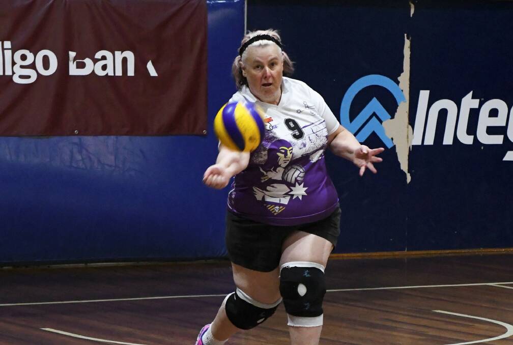 HEADS UP: Lisa Krahe on serve at Volleyball Ballarat's 40th annual Skins Tournament held on the weekend. Picture: Lachlan Bence 