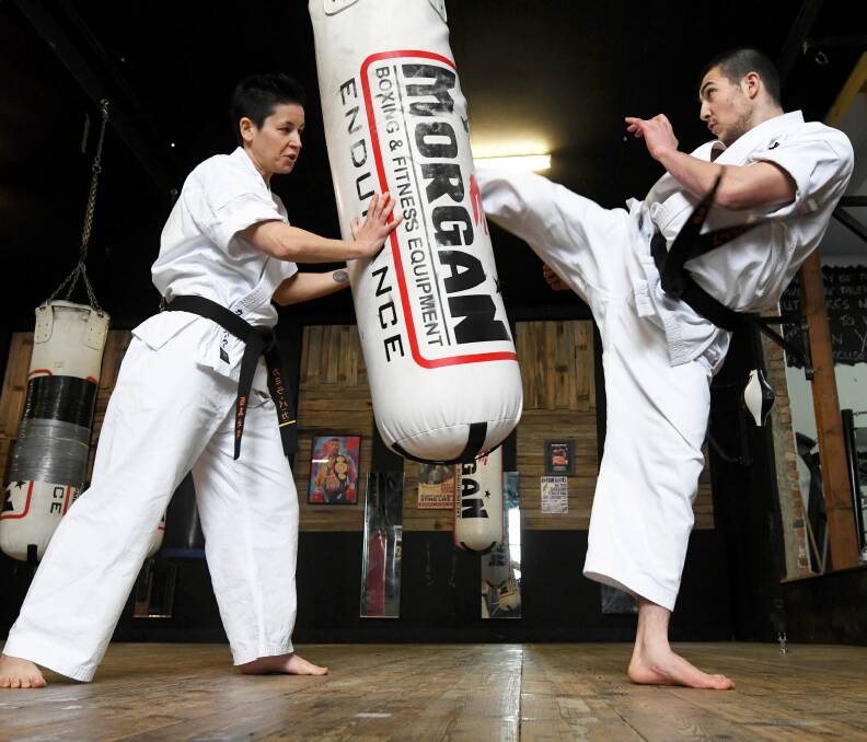 FIGHT: Karate practitioners Camilla Barker and Patrick Antunes will compete in the Shinkyokushin 1st Asia full-contact Karate tournament in Malaysia. Picture: Lachlan Bence