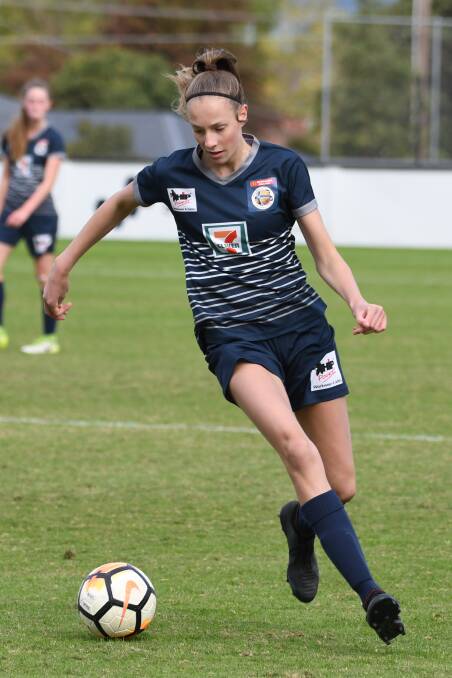 BIG GAME: Chloe Stevens scored a goal in Ballarat City's upset win over Melbourne University.