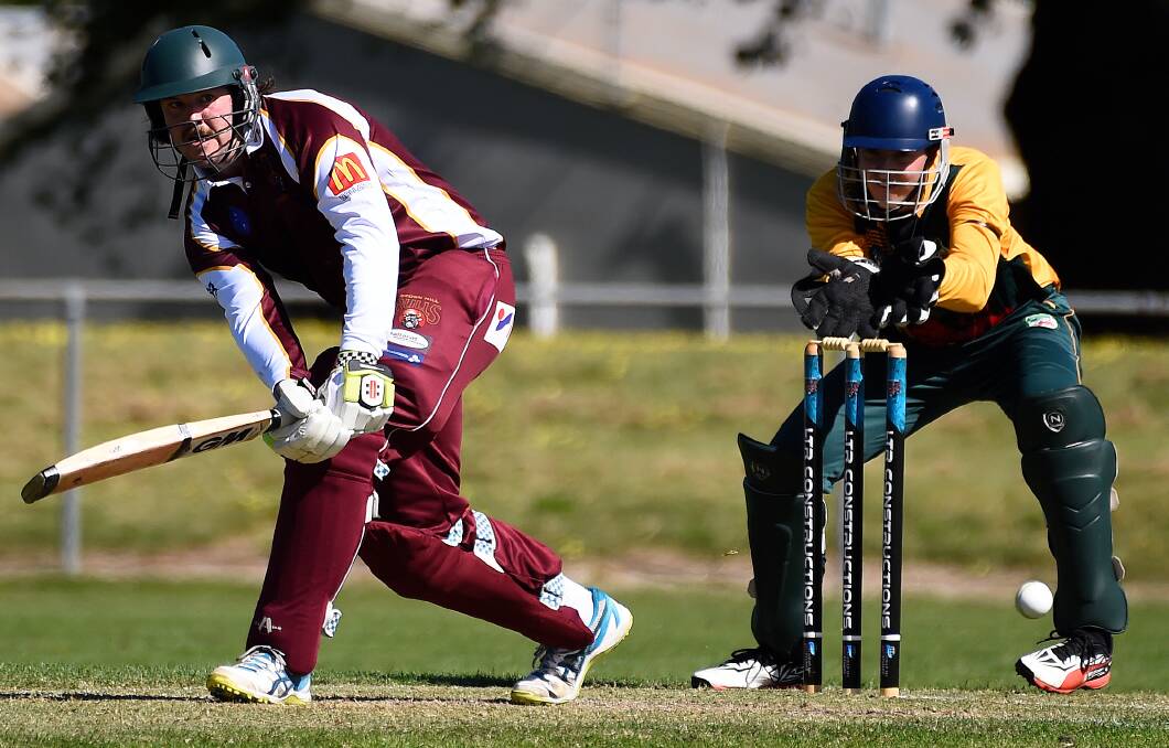 UP FRONT: Mitchell McLaughlin scored 42 runs to lead the Brown Hill run chase in its win over Napoleons-Sebastopol on Saturday. Picture: Adam Trafford 