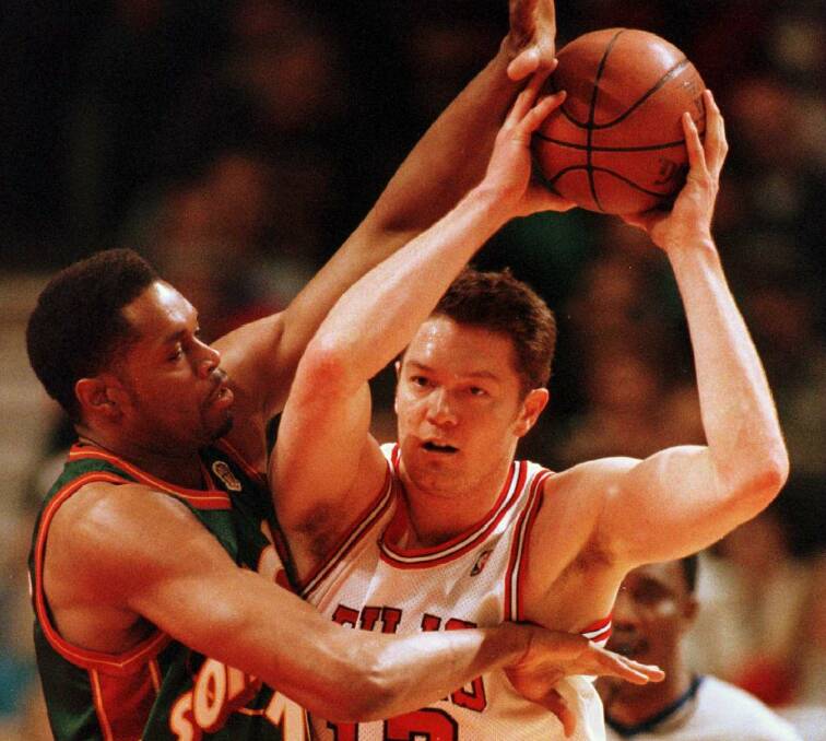 UNDERATED: Luc Longley playing for the Chicago Bulls. Picture: Getty Images
