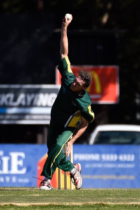 RECOVERING: Ballarat-Redan paceman Brendan Thomson during the 2019-20 Ballarat Cricket Association season. Picture: Adam Trafford