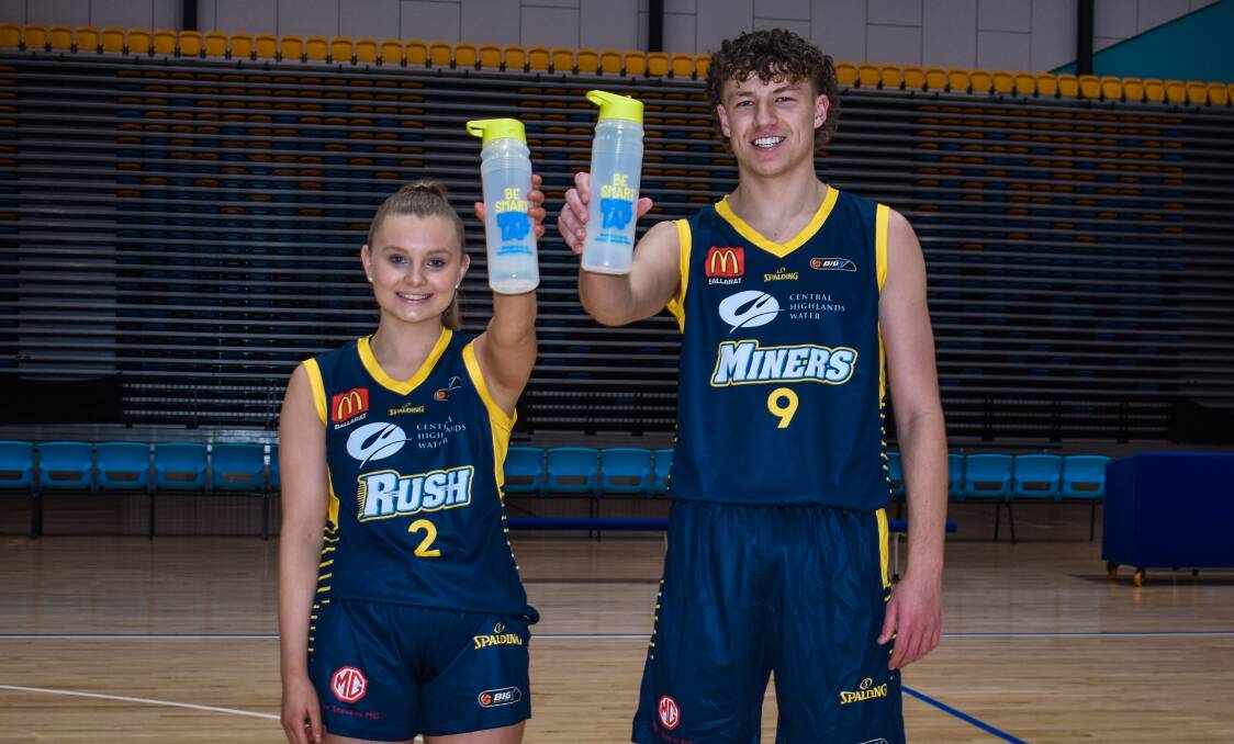 NEW LOOK: Millie Cracknell and Ethan Fiegert will rock fresh new uniforms for the 2021 season. Picture: Basketball Ballarat