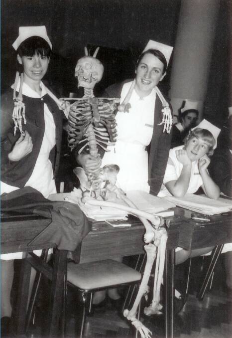 Bony fun: Ballarat Base nursing students in 1965. Photo: Supplied