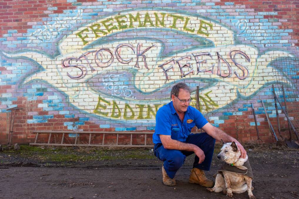 DEVOTED: Freemantle Stockfeeds and mill proprietor, Graeme Freemantle with his dog, Ruby. Photo: Brendan McCarthy