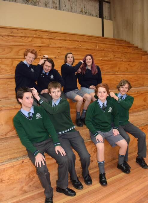 Students from Ballarat High School prepare for the brave shave
