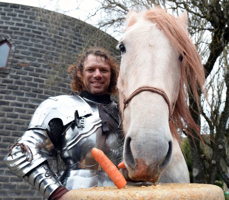 HORSING AROUND: Phillip Leitch has baked a special cake for the horses at Kryal Castle including Goliath (aka Jeffery) who will turn seven years old on August 1, the traditional date of the horses' birthday. Picture: Kate Healy