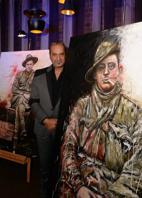 Anzac spirit: Artist George Petrou brought his ‘Lost diggers of Vignacourt’ exhibition to Ballarat for a special viewing on Wednesday night. Picture: Kate Healy