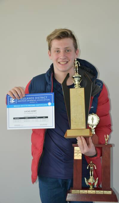 TROPHIES: 400m freestyle and 800m trophies recipient Lucas Kent