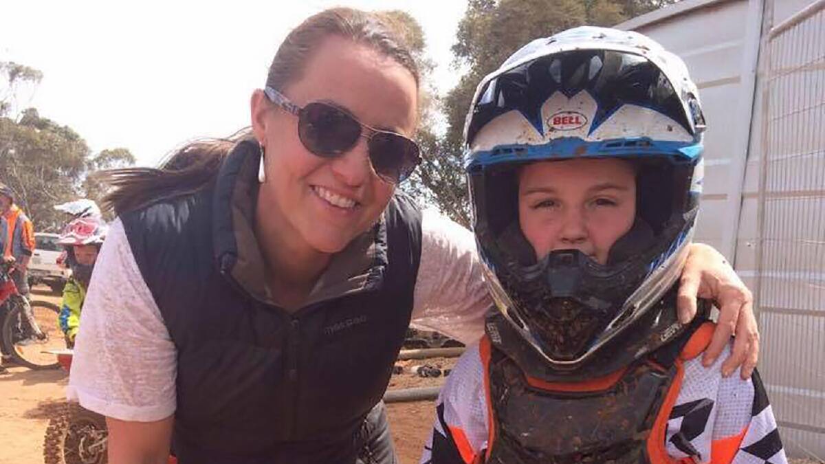 Ballarat Rovers Motorcycle Club member Jessica Robertson with her mother in readiness for Sunday's meet. Picture: 