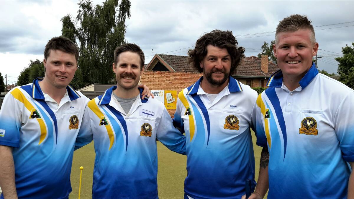 SSTATE CONTENDERS: Ballarat North's Michael Clark, Alex Parker, Glenn Mattei and Daniel Nestor all smiles after winning the BDBD men's fours. 