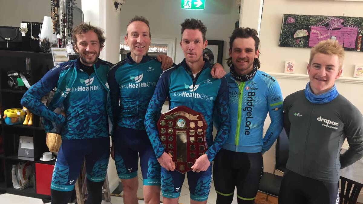 THE TOP FIVE: Shane Nankervis holds the John Collier Handciap Shield after his victory. Picture: BSCC