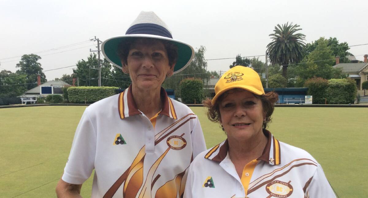 NUMBER ONE: Ballarat District Bowls Division state women's over-60 pairs champions Jenny Harman and Elizabeth Kierce. 