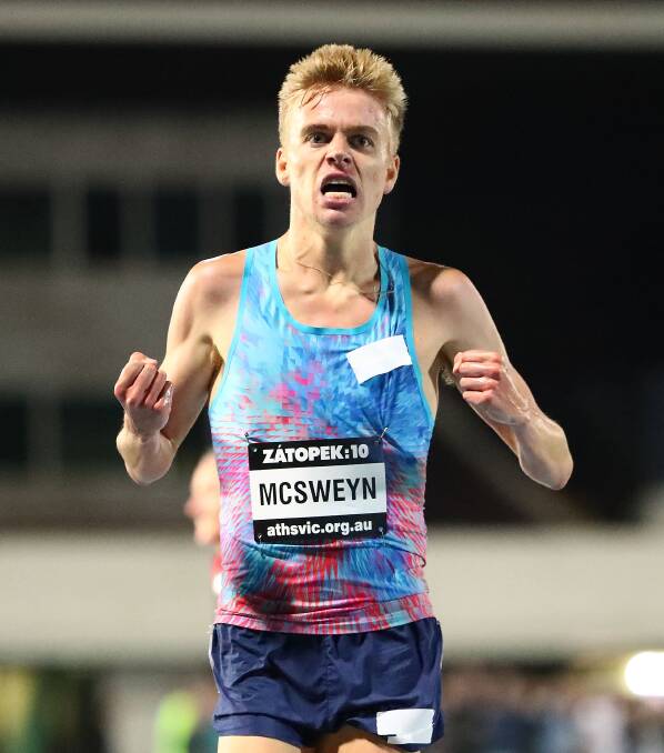 THREE-TIME WINNER: Stewart McSweyn has completed a hat-trick of wins in the Zatopek 10,000m. Picture: Getty Images