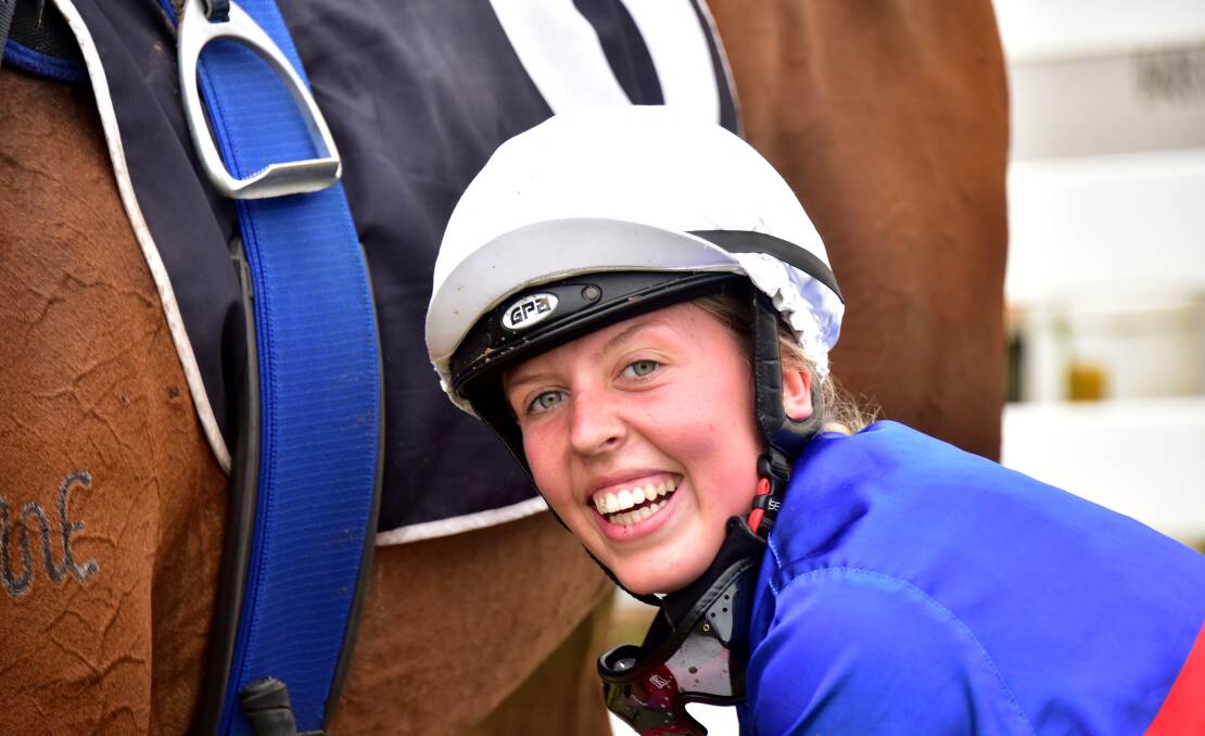 Tatum Bull is all smiles after completing a double. Picture: Brendan McCarthy, Racing Photos 
