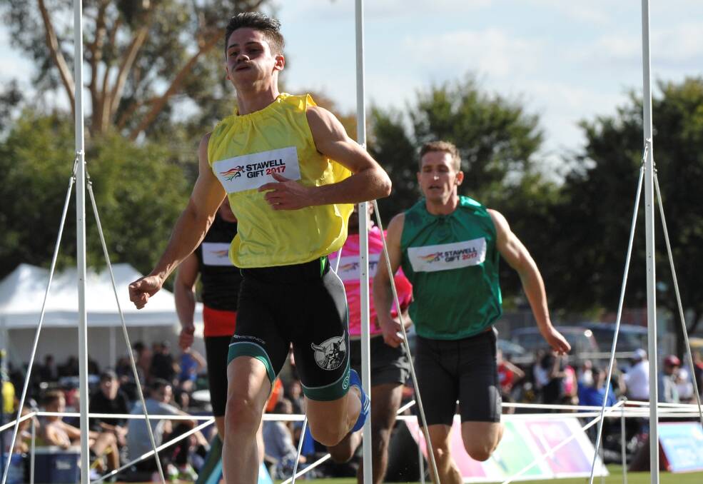 TOP FANCY: Matt Rizzo might have looked puffed has he rocketed to victory in a Stawell Gift heat, but he was far from it. Pictures: Lachlan Bence