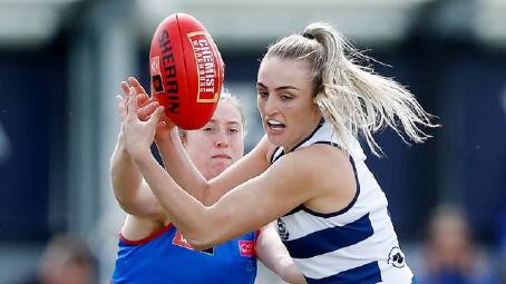 Amy McDonald has been a key component in Geelong's rise and finals campaign this season. Picture by Getty Images.