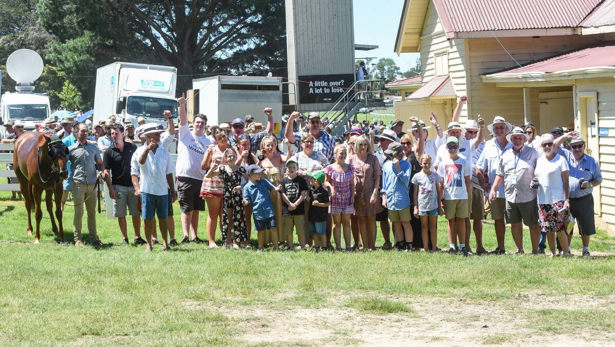BIG NUMBERS: An excited bunch of connections and families after Blunakka's win at Burrumbeet in 2019. Picture: Racing Photos