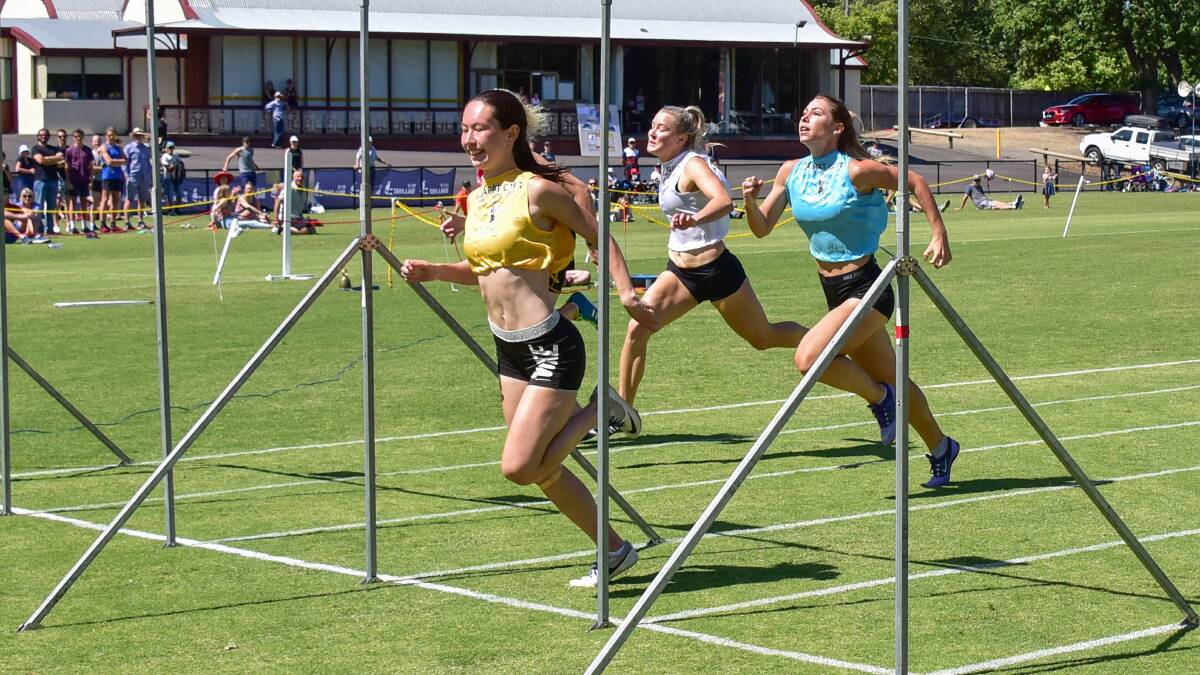 EASILY: Jody Richards is all smkiles as she take out the Ballarat Women's Gift at the City Oval on Sunday. Pictures: Brendan McCarthy