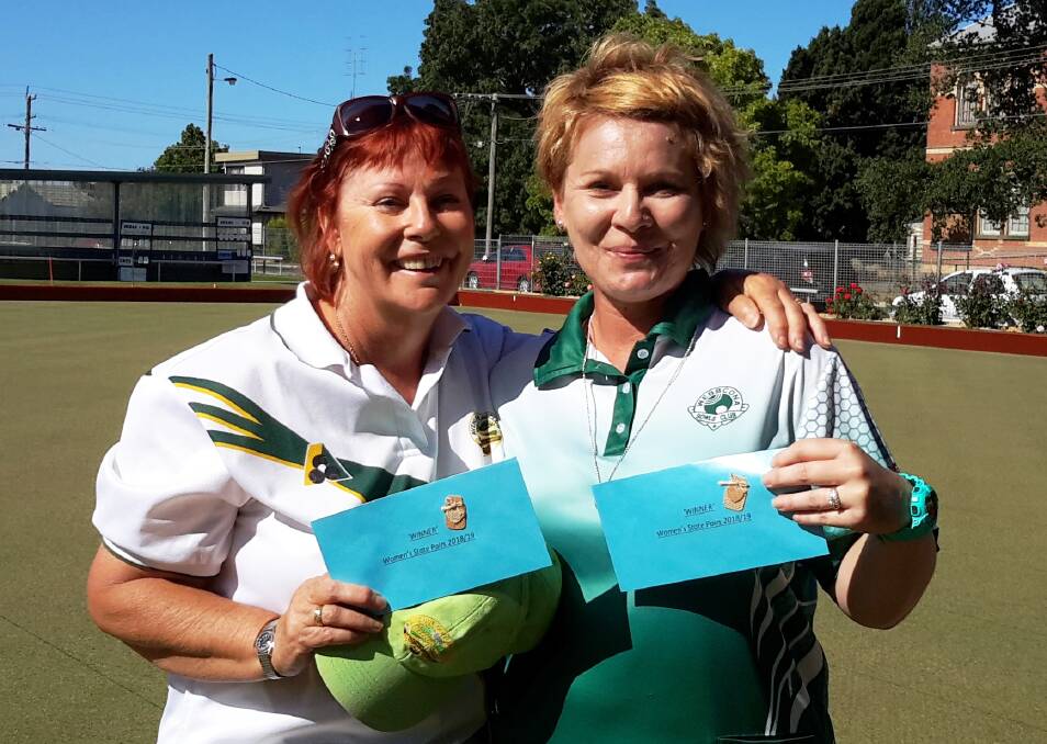 DELIGHT: BDBD state women's pairs champions Marie Russell and Sarah Braybrook.    