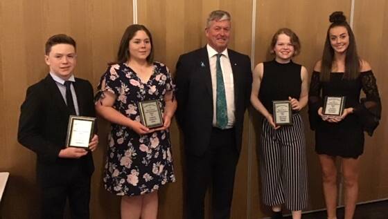 RECIPIENTS: Duncan McPherson with SAA junior sport encouragement awardees Nick Howard,Tazmin Forrest, Shannyn Bourke and Sophie  Kurzman. Picture: SAA