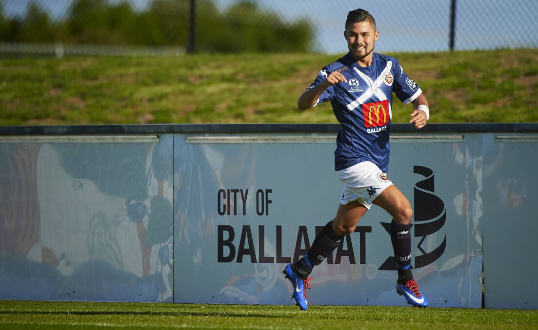 FLEET FOOTED: Dom Swinton has been lively up forward for Ballarat City FC and is a prospect to score against Werribee City. 