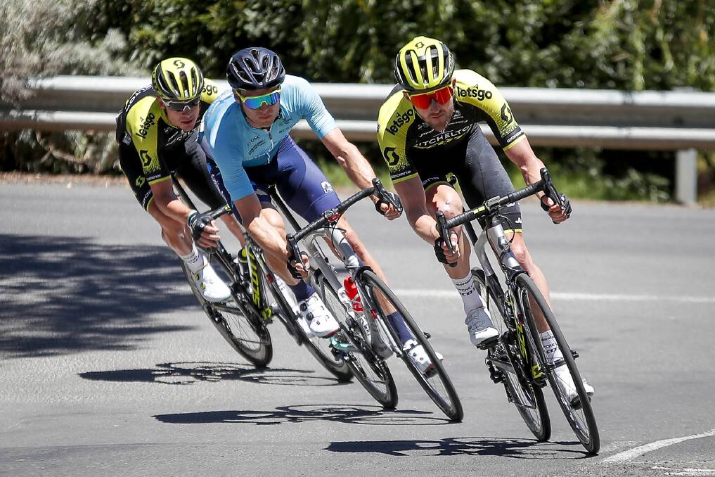 WELL PLACED: Michael Freiberg follows the wheel of brother-in-law and former road race champion Luke Durbridge while part of a breakaway which lasted more than 150km.