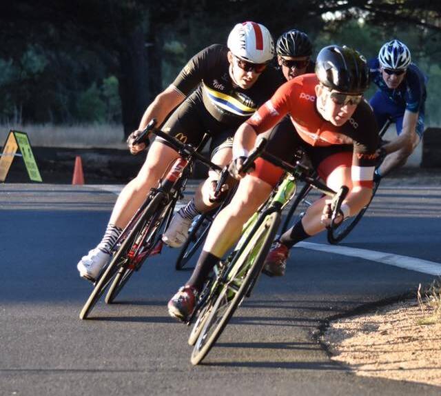 FLAT OUT: Liam White makes the pace around the Victoria Park criterium circuit. Pictures: Ballarat Sebastopol Cycling Club
