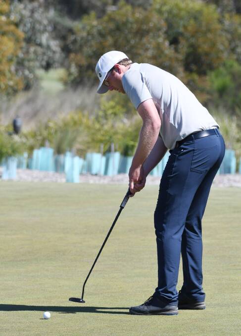 ON TARGET: New Zealander Blair Riordan putts his way to an opening round of 67 at Ballarat Golf Club. Picture: Kate Healy