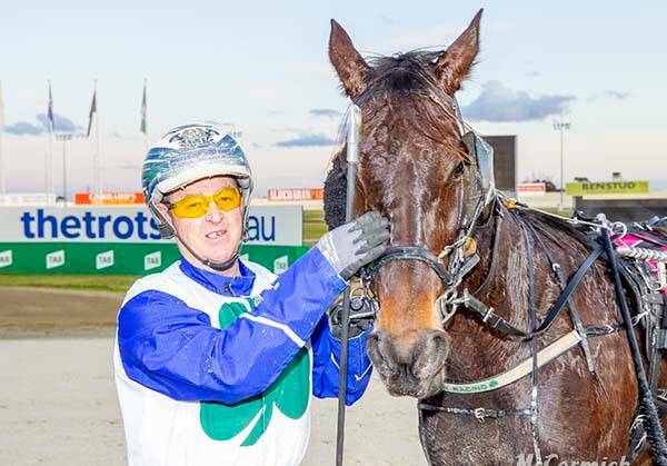 MILESTONE: David Murphy with Juliustigres, which provided his 1000th win as a trainer at Melton on Saturday night. Picture: Stuart McCormick