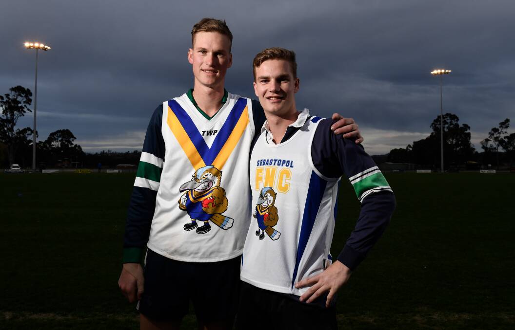 BROTHERS IN ARMS: Toby, left, and Ben Hutt, are hoping to help deliver Sebastopol a dream outcome in Saturday's grand final. Picture: Adam Trafford.
