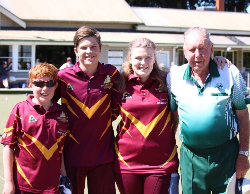 WINNING RINK: Ballarat Gold Diggers' Oscar Jones, Adam and Madison Hollingworth, and their mentor Jim Waight at City Oval. Pictures: BDBD