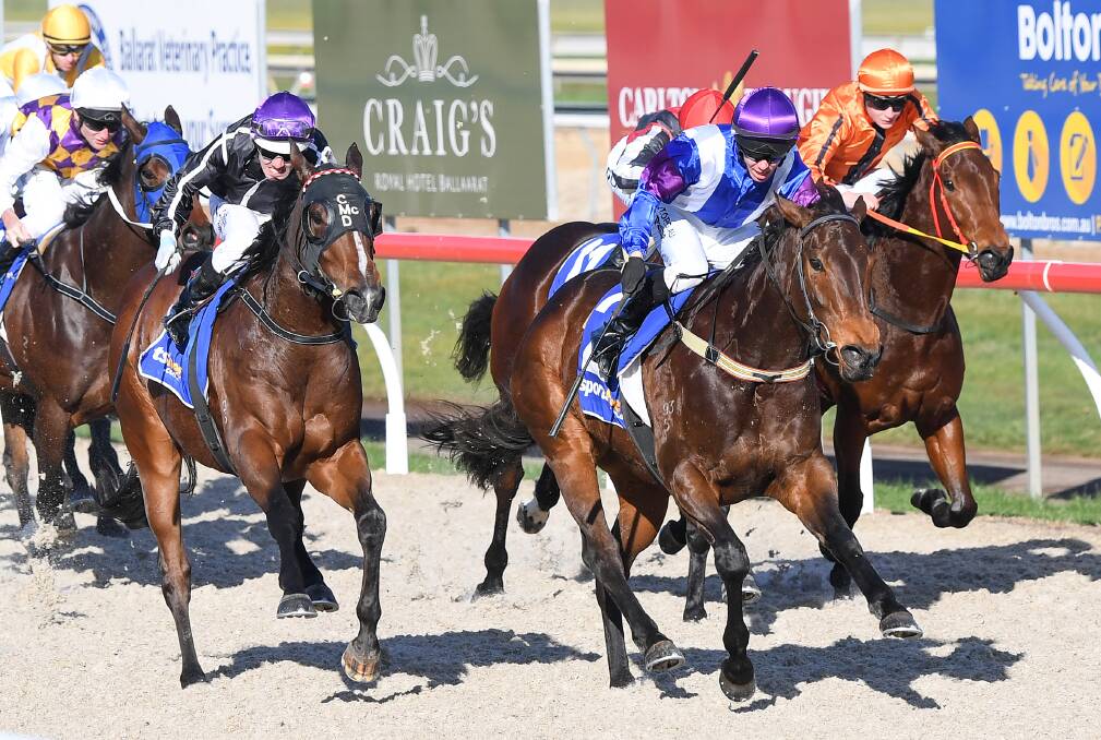 SPECIALIST: Ronay wins her fourth race on the Ballarat synthetic track for veteran trainer Paddy Payne, and his grandson/jockey Sam Payne on Tuesday. Picture: Getty Images
