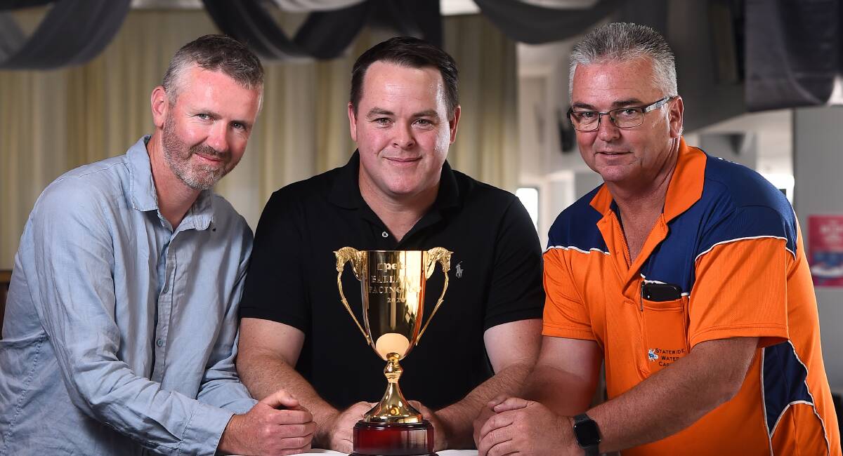 ALL IN: Justin Baker, centre, with "Big Wookie" members Rob Smart (The Storm Inside and Phoenix Prince) and Graeme Clark (Phoenix Prince). Picture: Adam Trafford